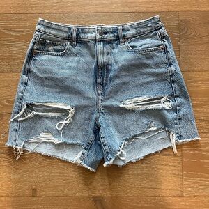 American Eagle Outfitters Blue Distressed Jean Shorts